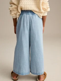 Next Mid Blue Denim Pull On Wide Leg Jeans (3-16yrs)^ Jeans