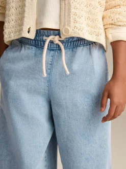 Next Mid Blue Denim Pull On Wide Leg Jeans (3-16yrs)^ Jeans