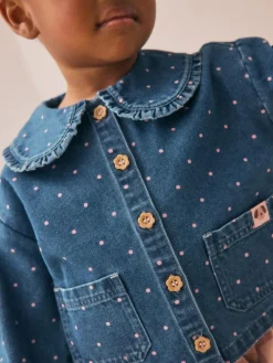 Next Mid Blue Denim Shirt and Check Trousers Set (3mths-7yrs)^ Sets & Co-Ords|Sets & Co-Ords