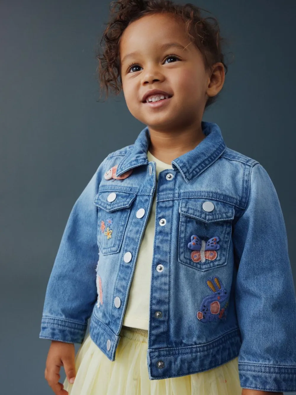 Next Mid Blue Denim Unicorn Embroidered Western Jacket (3mths-7yrs)^ Coats, Jackets & Pramsuits|Coats, Jackets & Pramsuits