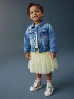 Next Mid Blue Denim Unicorn Embroidered Western Jacket (3mths-7yrs)^ Coats, Jackets & Pramsuits|Coats, Jackets & Pramsuits