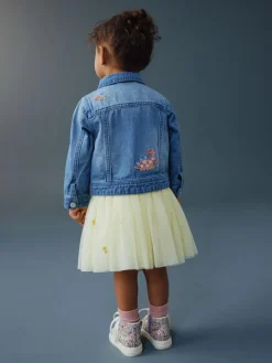 Next Mid Blue Denim Unicorn Embroidered Western Jacket (3mths-7yrs)^ Coats, Jackets & Pramsuits|Coats, Jackets & Pramsuits