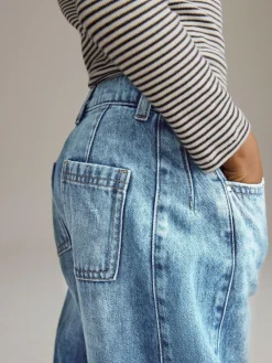 Next Mid Blue Denim Volume Barrel Jeans (3-16yrs)^ Jeans