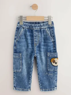Next Cargo Jeans (3mths-7yrs) Mid Blue Dog