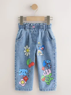 Next Mid Blue Doodle printed Jeans (3mths-7yrs)^ Jeans & Joggers|Jeans