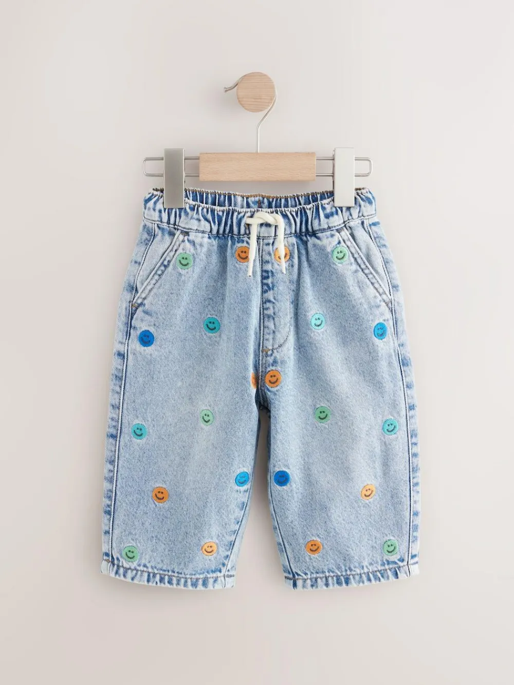 Next Mid Blue Embroidered 100% Cotton Denim Jeans (3mths-7yrs)