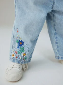 Next Mid Blue Floral Embroidered Jeans (3mths-7yrs)^ Jeans & Joggers|Jeans