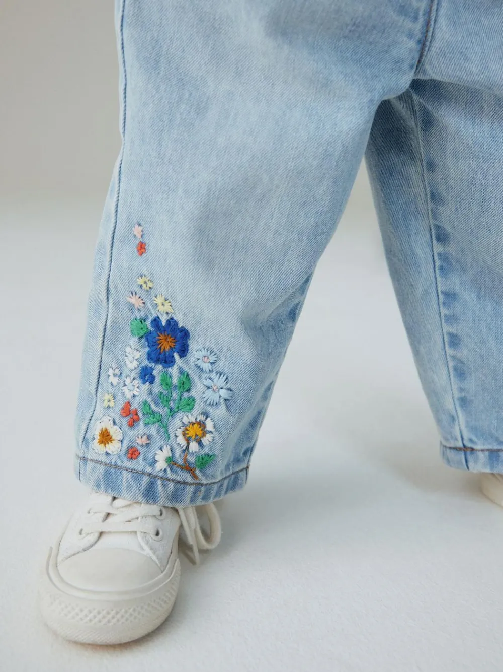 Next Mid Blue Floral Embroidered Jeans (3mths-7yrs)^ Jeans & Joggers|Jeans