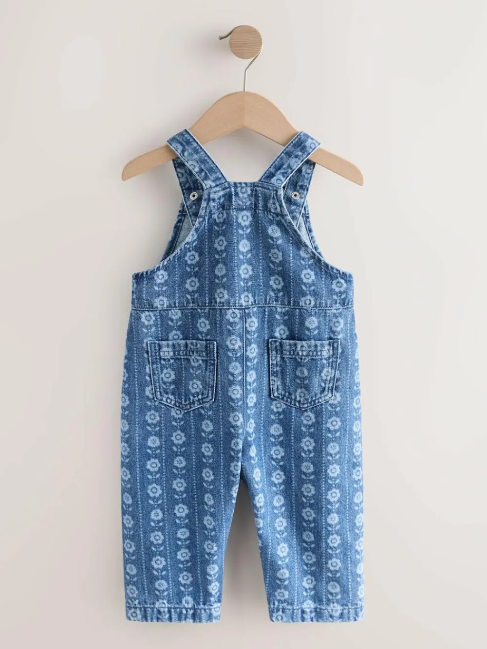 Best Next Mid Blue Floral Print Dungarees (3mths-7yrs)