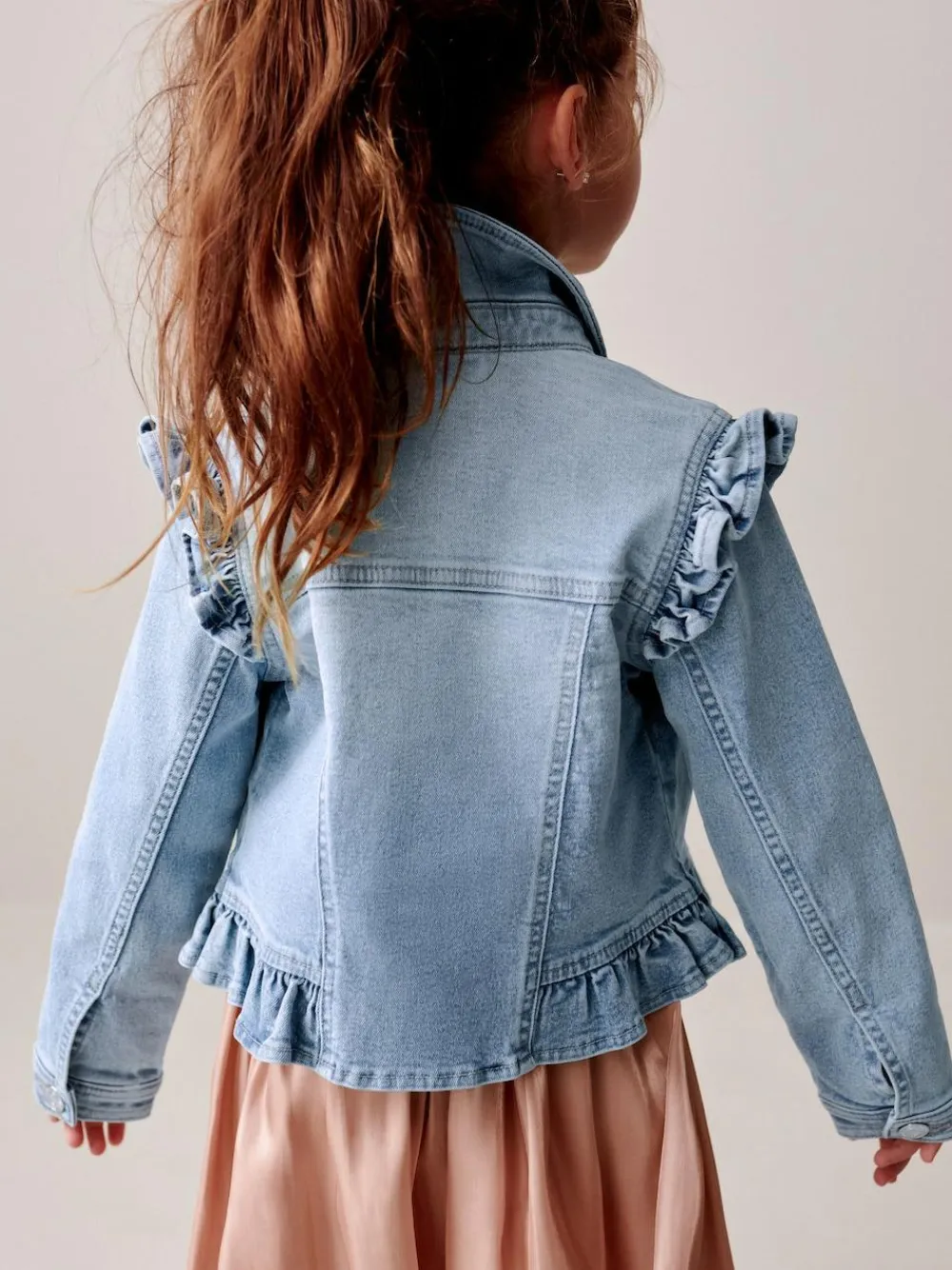 Discount Next Frill Shoulder Denim Jacket (3-16yrs) Mid Blue