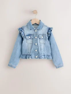 Discount Next Frill Shoulder Denim Jacket (3-16yrs) Mid Blue