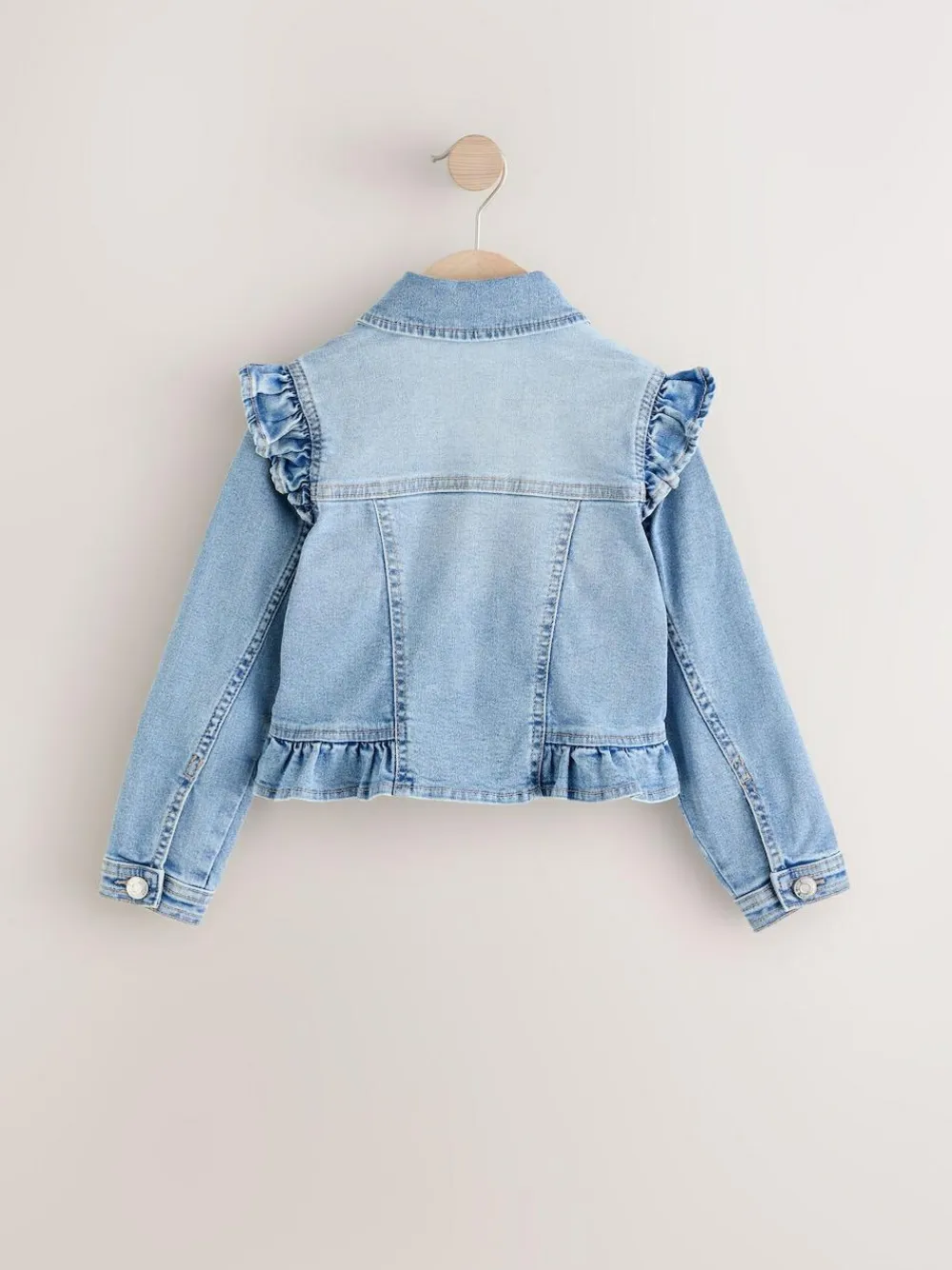 Discount Next Frill Shoulder Denim Jacket (3-16yrs) Mid Blue