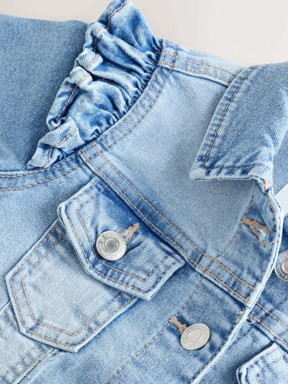 Discount Next Frill Shoulder Denim Jacket (3-16yrs) Mid Blue
