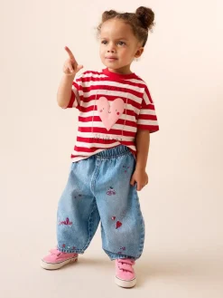 Outlet Next Mid Blue Galentines Embroidered Jeans (3mths-7yrs)