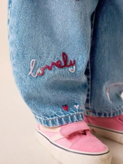 Outlet Next Mid Blue Galentines Embroidered Jeans (3mths-7yrs)