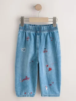 Outlet Next Mid Blue Galentines Embroidered Jeans (3mths-7yrs)