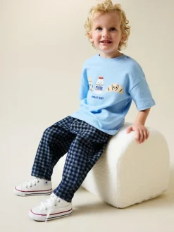 Online Next Barrel Jeans (3mths-7yrs) Mid Blue Gingham