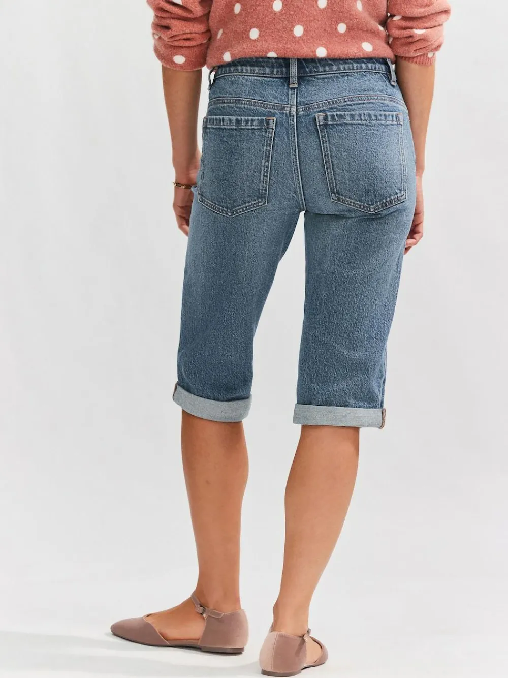 Outlet Next Knee Length Bermuda Denim Shorts Mid Blue