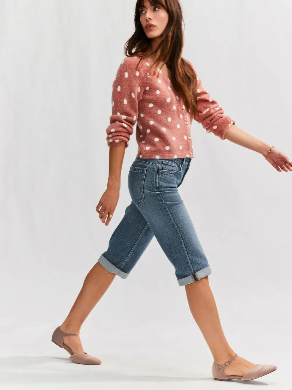 Outlet Next Knee Length Bermuda Denim Shorts Mid Blue