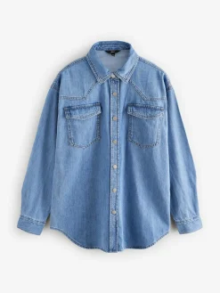 Sale Next Mid Blue Oversize Denim Shirt