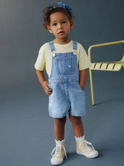 Best Next Mid Blue Plain Denim Dungarees (3mths-7yrs)