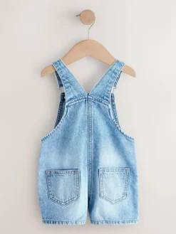 Best Next Mid Blue Plain Denim Dungarees (3mths-7yrs)