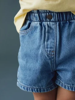 New Next Pull On Denim Shorts (3mths-10yrs) Mid Blue