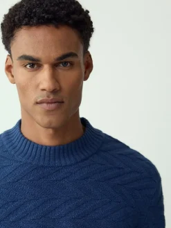 Next Regular Fit Cotton Rich Chevron Cable Crew Neck Jumper^ Knitwear|Knitwear