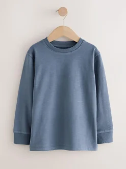 Next Mid Blue Regular Fit Long Sleeve Cosy T-Shirt (3-16yrs)^BOY Tops|T-Shirts