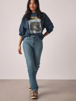 Clearance Next Slim Mid Rise Stretch Jeans Mid Blue