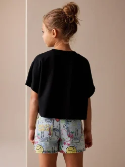 Next Mid Blue SmileyWorld® Graffiti Print Denim Shorts (3-16yrs)^ Shorts & Skirts