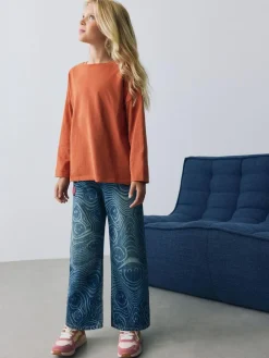 Discount Next Mid Blue SmileyWorld® Print Wide Leg Jeans (3-16yrs)