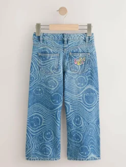 Discount Next Mid Blue SmileyWorld® Print Wide Leg Jeans (3-16yrs)