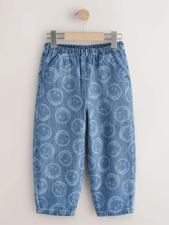 Next Mid Blue SmileyWorld® Pullon Barrel Jeans (3-16yrs)^ Jeans