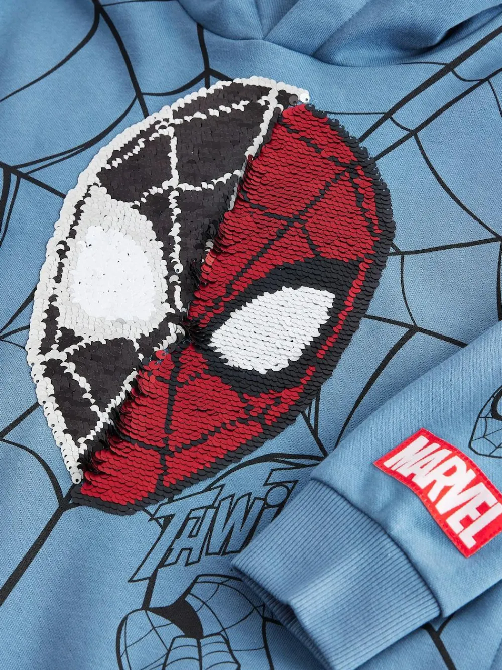New Next Mid Blue Spiderman Flip Sequin Hoodie (3-16yrs)