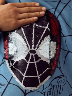 New Next Mid Blue Spiderman Flip Sequin Hoodie (3-16yrs)