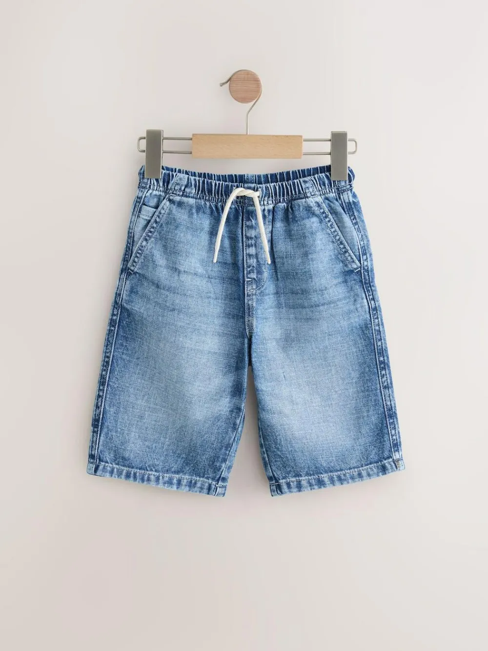 Hot Next Bermuda Pull On Denim Shorts 2 Pack (3-16yrs) Mid Blue/Black
