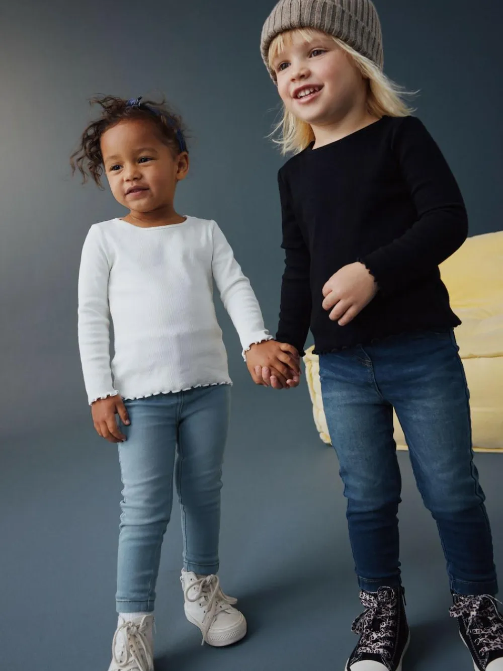 Next Mid Blue/Light Blue Denim 2 Pack Elasticated Waist Jeggings (3mths-7yrs)^ Multipacks|Jeans & Joggers
