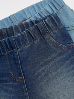 Next Mid Blue/Light Blue Denim 2 Pack Elasticated Waist Jeggings (3mths-7yrs)^ Multipacks|Jeans & Joggers