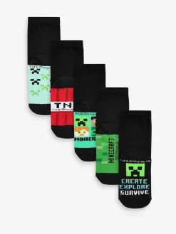 Sale Next Minecraft Black 5 Pack Cotton Rich Socks