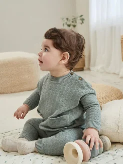 Next Baby Textured Knitted 100% Cotton Jumper and Leggings Set (0mths-3yrs)^BOY Baby Boys|Baby Boys