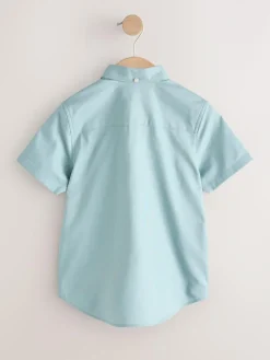 Next Mineral Green Logo Short Sleeve Cotton Rich Oxford Shirt (3-16yrs)^BOY Shirts