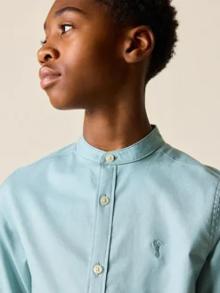 Hot Next Long Sleeve Grandad Collar Oxford Shirt (3-16yrs) Mineral Green