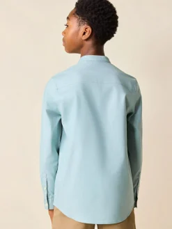 Hot Next Long Sleeve Grandad Collar Oxford Shirt (3-16yrs) Mineral Green