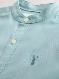 Hot Next Long Sleeve Grandad Collar Oxford Shirt (3-16yrs) Mineral Green