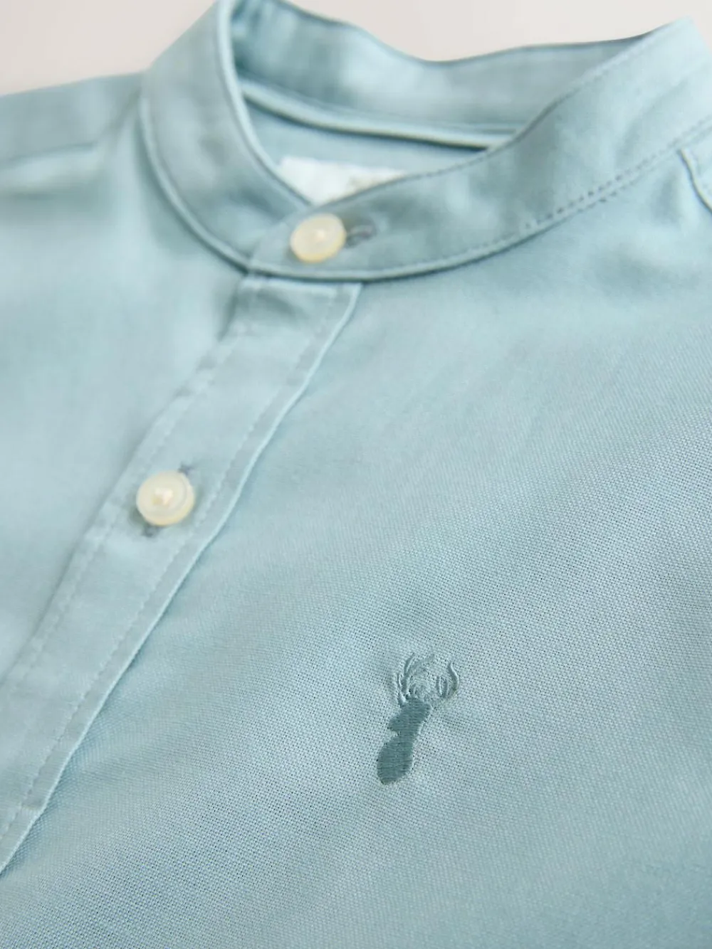 Hot Next Long Sleeve Grandad Collar Oxford Shirt (3-16yrs) Mineral Green