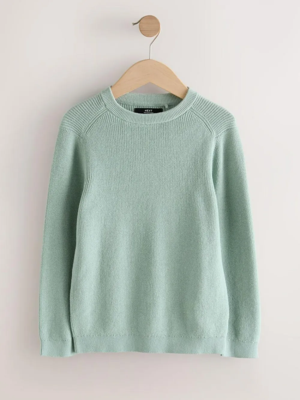 Next Mineral Green Without Stag Cotton Crew Neck Knitted Jumper (3-16yrs)^BOY Knitwear & Sweaters|Knitwear