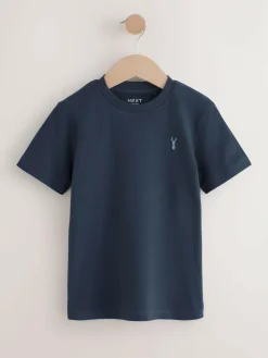 Outlet Next Mineral Green/Blue Short Sleeve Stag Embroidered T-Shirts 4 Pack (3-16yrs)