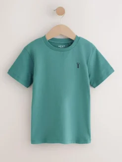 Outlet Next Mineral Green/Blue Short Sleeve Stag Embroidered T-Shirts 4 Pack (3-16yrs)
