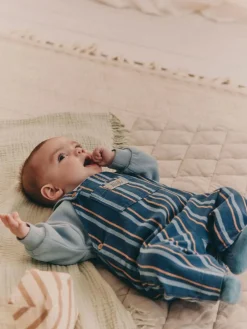 Next Mineral Stripe Baby Woven Dungaree and Bodysuit Set (0mths-2yrs)^BOY Dungarees